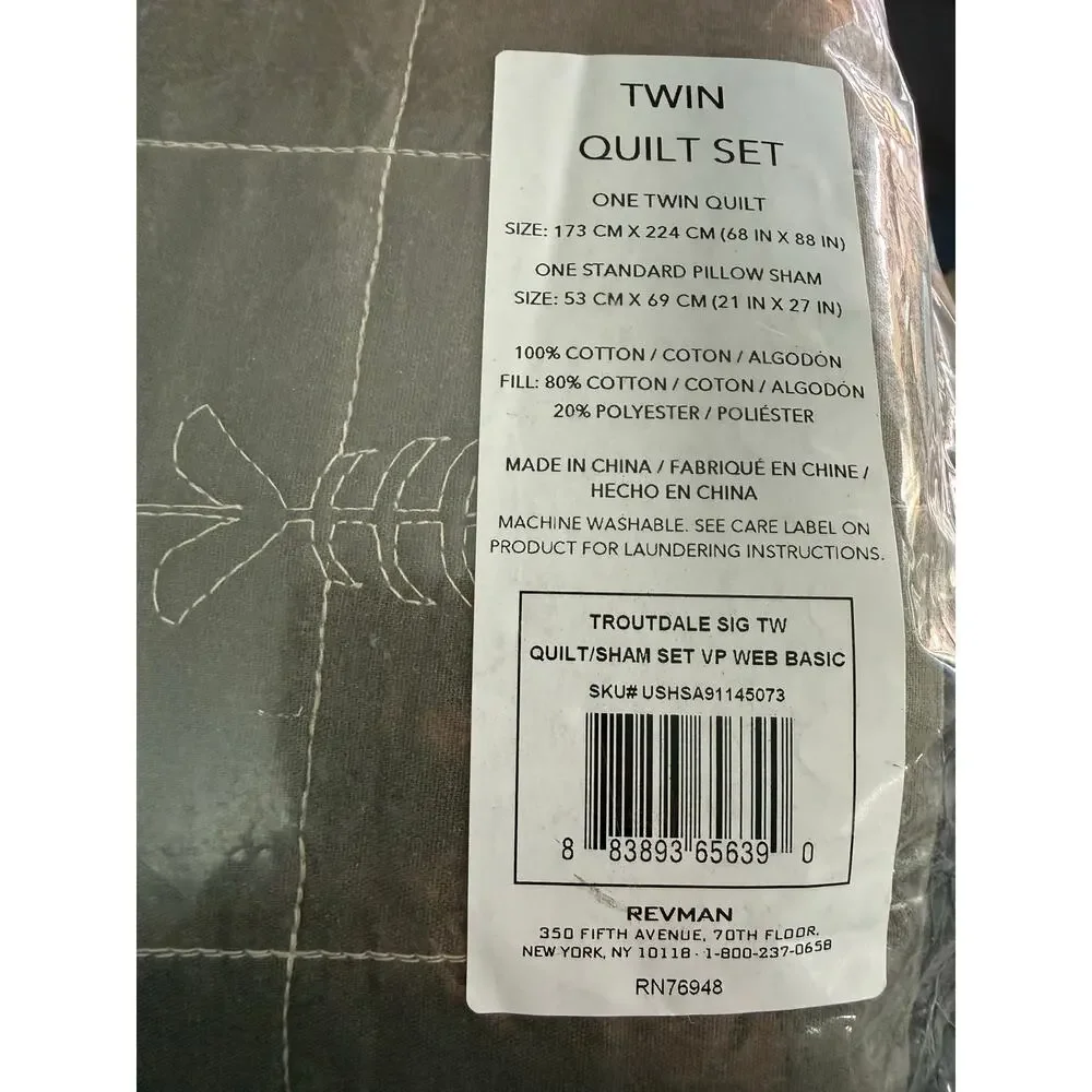 Eddie Bauer Home Troutdale 2-pc. Quilt Set Green Size Twin NWT Cabincore Cottage